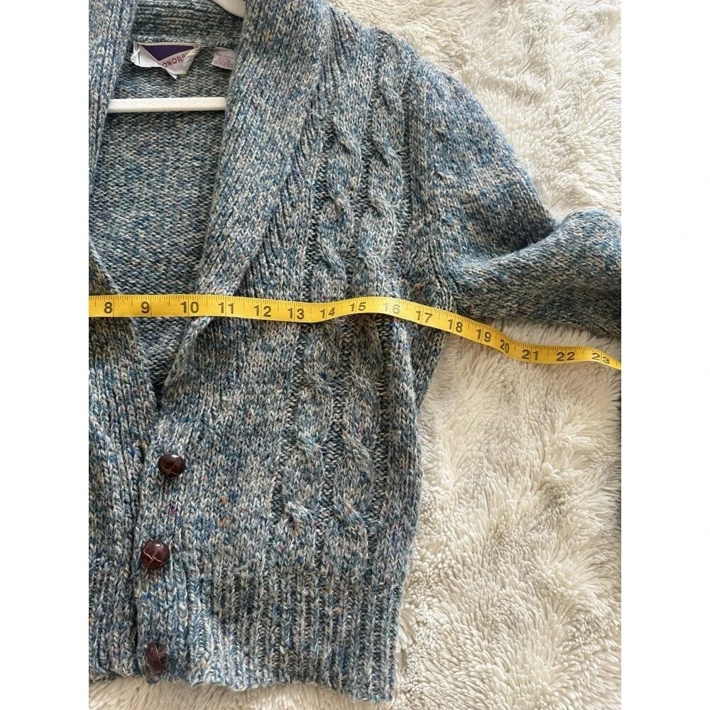 Honors Womens M Marled Wool Blend Cardigan Shawl Collar Cable Knit Vintage